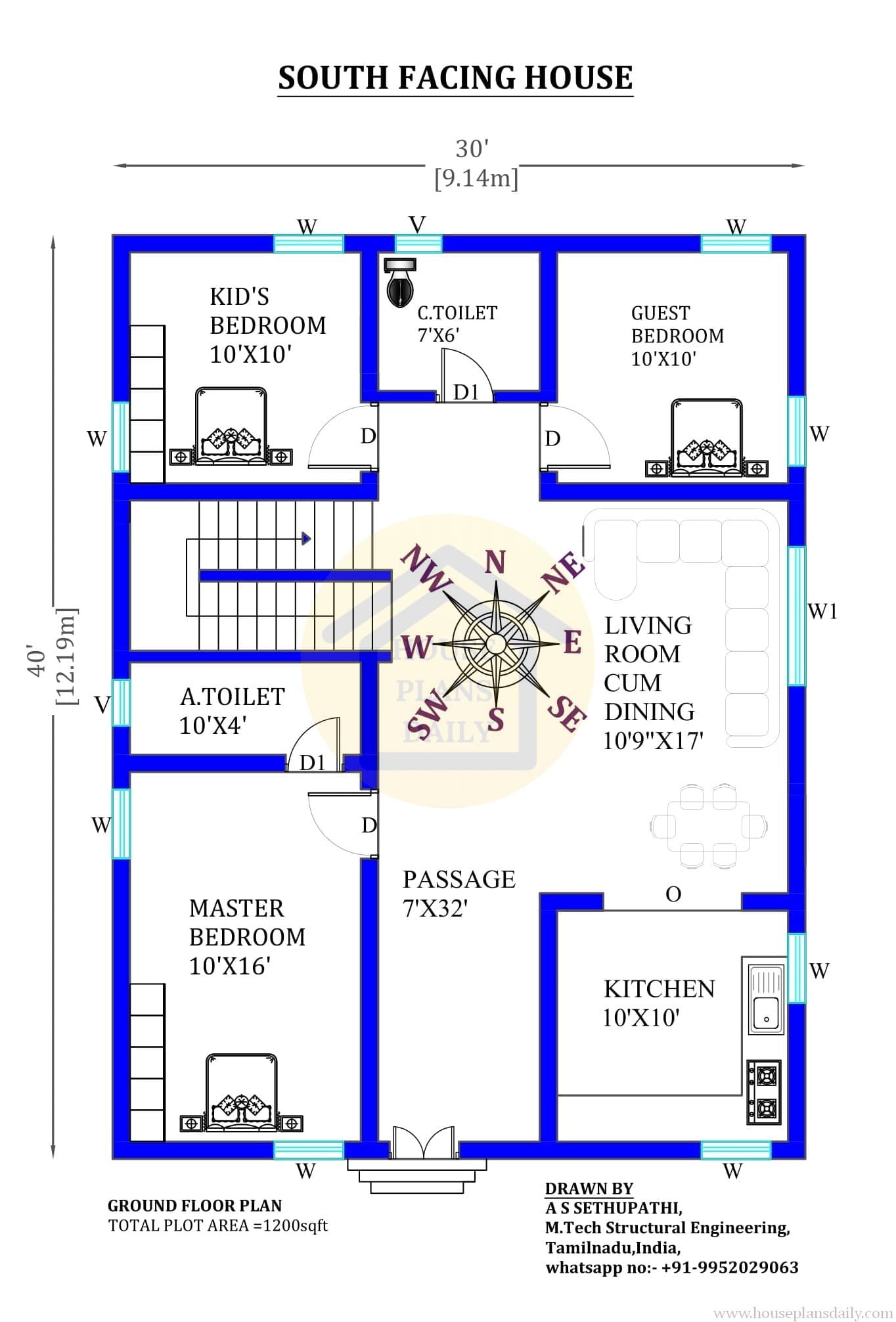 Vastu Perfect South Facing Floor Plan