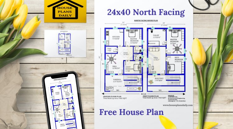 24x40 North facing Home Plan with Vastu
