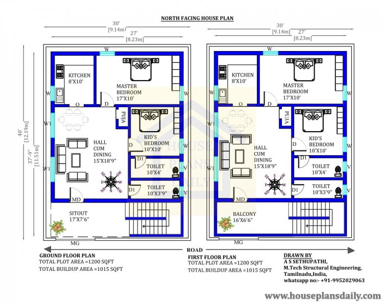 30x40 north facing plan