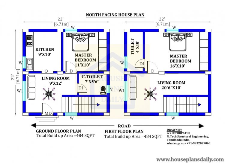 22x22 north face building plan