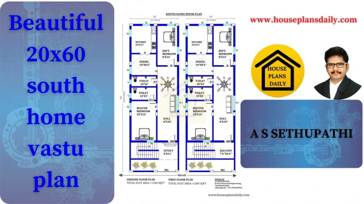 Modern 20x60 South Facing Home Vastu Plan