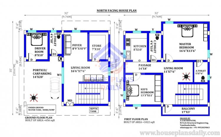 2bhk Duplex House Plan